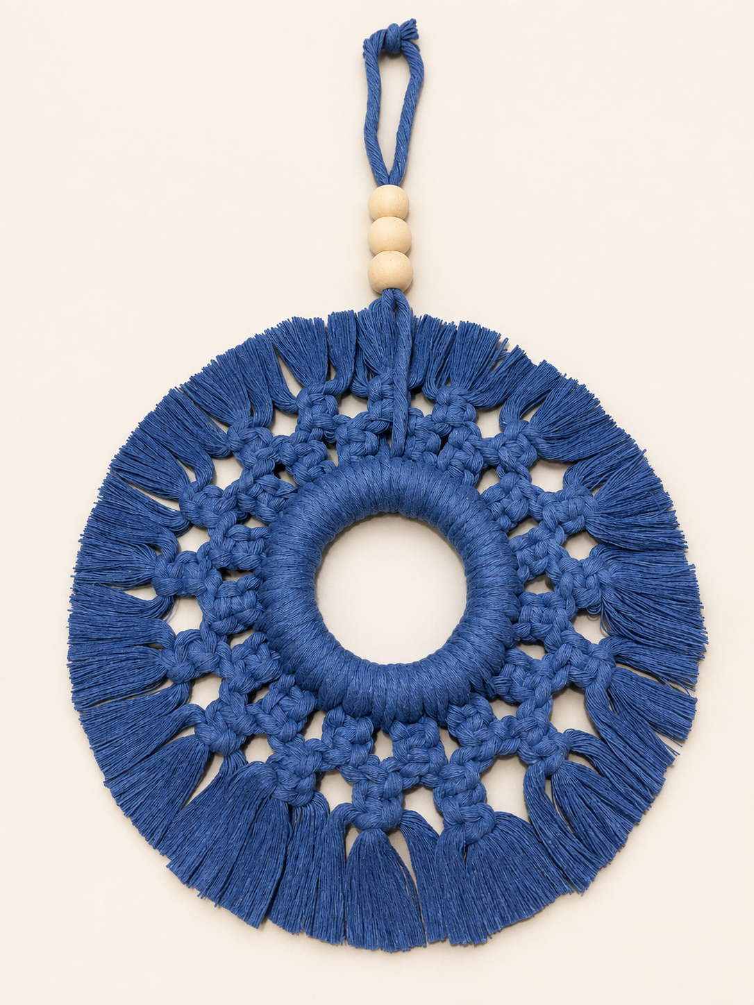 Suspension murale macramé bleu profond - Image 2