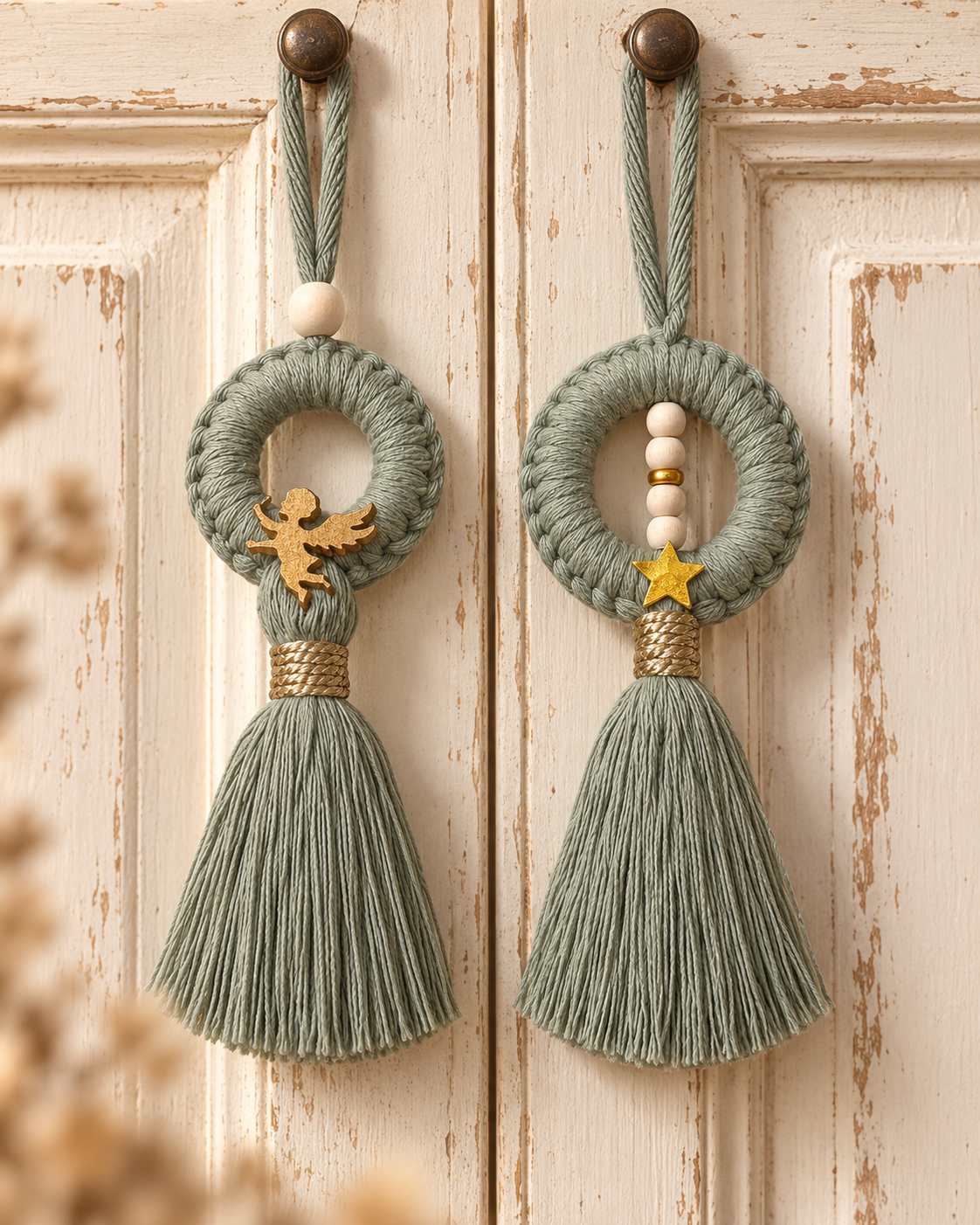 Duo de suspensions décoratives en macramé