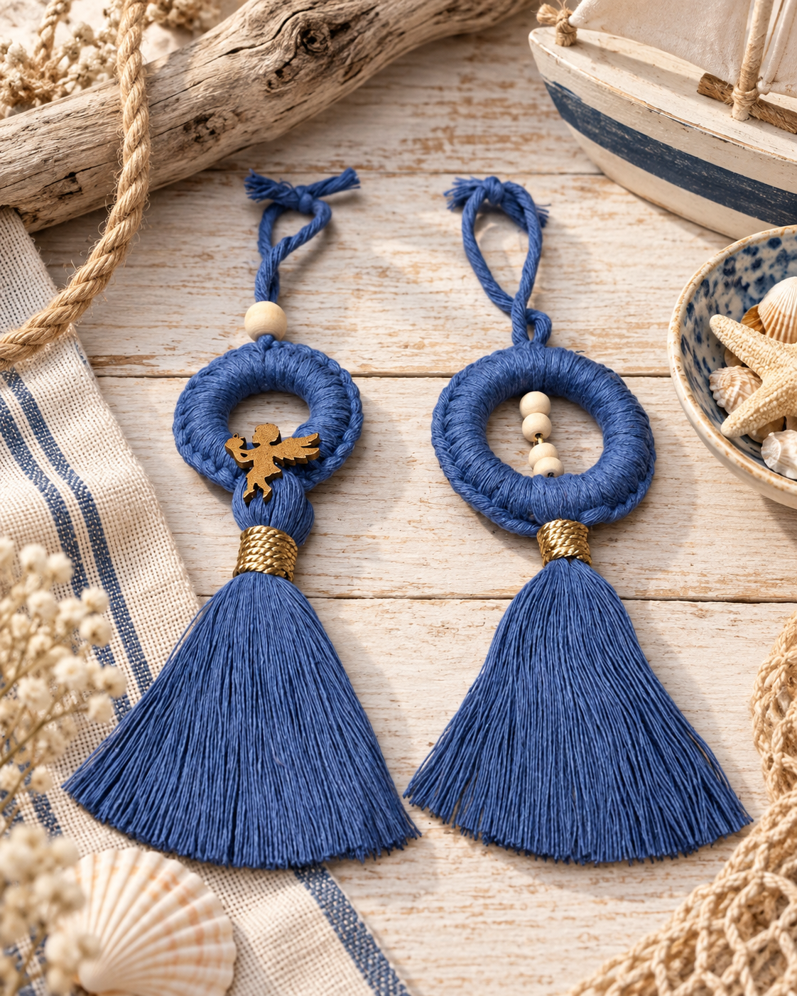 Duo de suspensions en macramé – Esprit mer