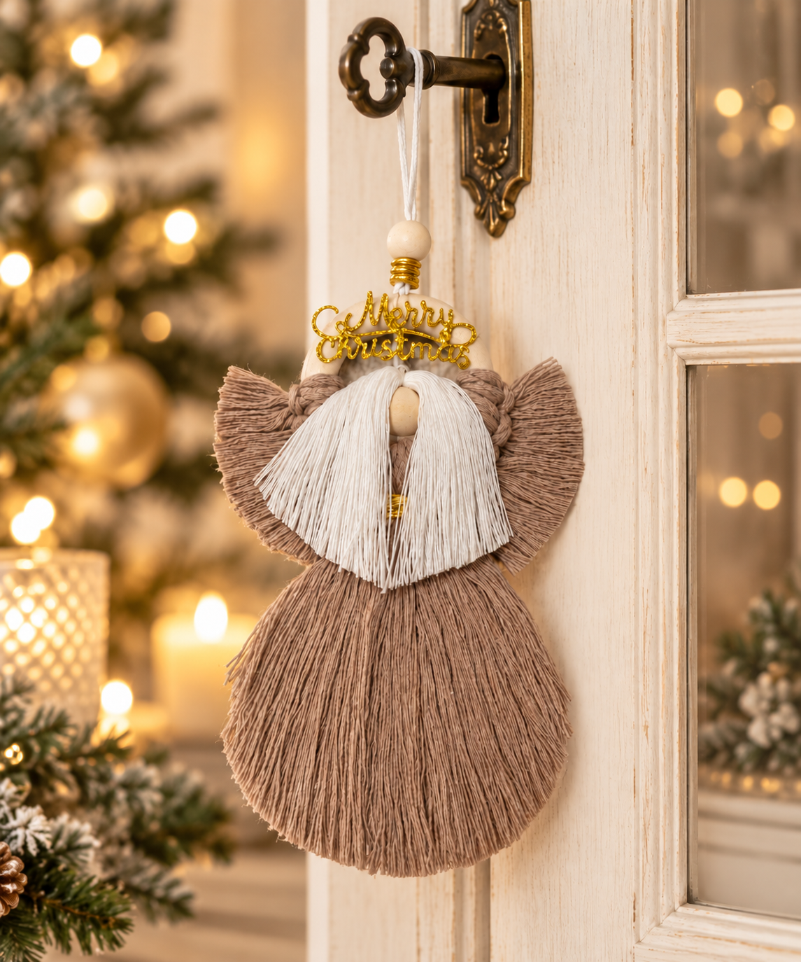 Ange de Noël en macramé 16 cm