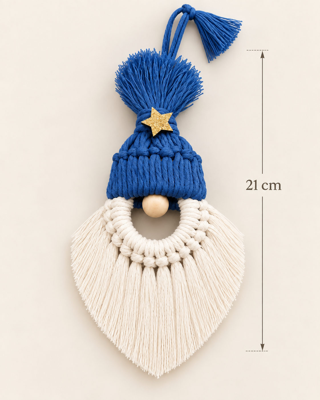 Père Noël bleu en macramé – 21 cm
