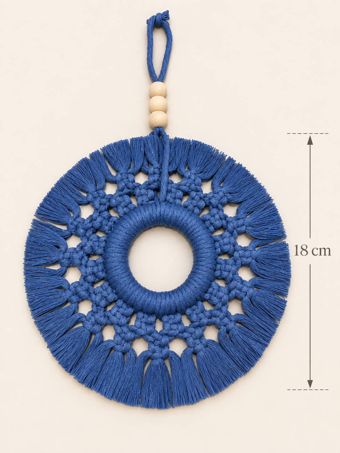 Suspension murale macramé bleu profond - Image 3